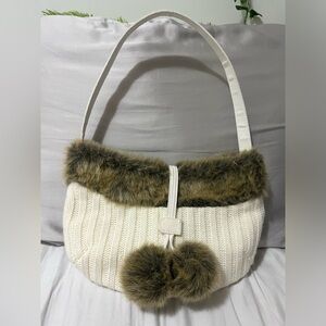 Vintage Y2K Knitted Fur Lined Shoulder Bag